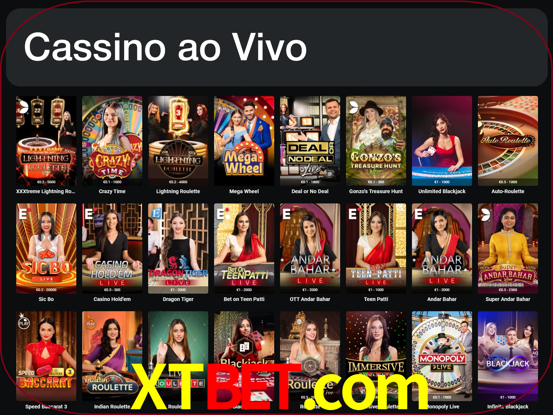 Jogue jogos de cassino com um verdadeiro dealer.