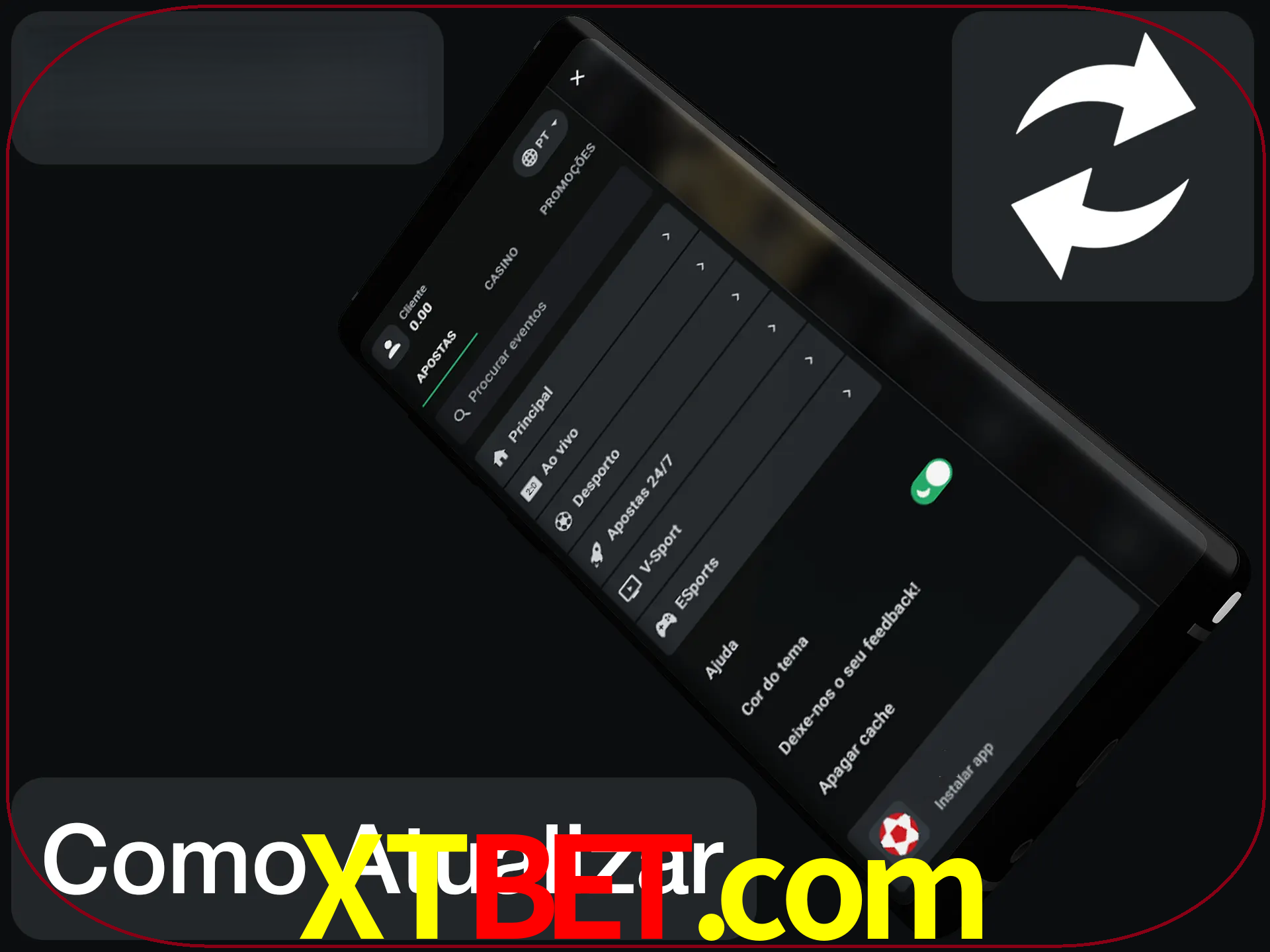 O aplicativo é atualizado automaticamente quando você faz o login.